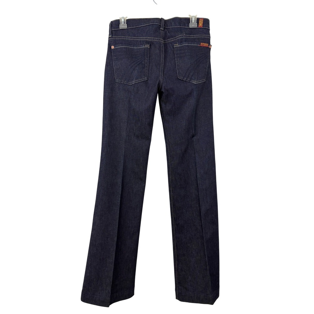 7 For All Mankind Dojo Wide Flare Leg Jeans Size 28 Dark Indigo Cotton 7FAM - Picture 2 of 10